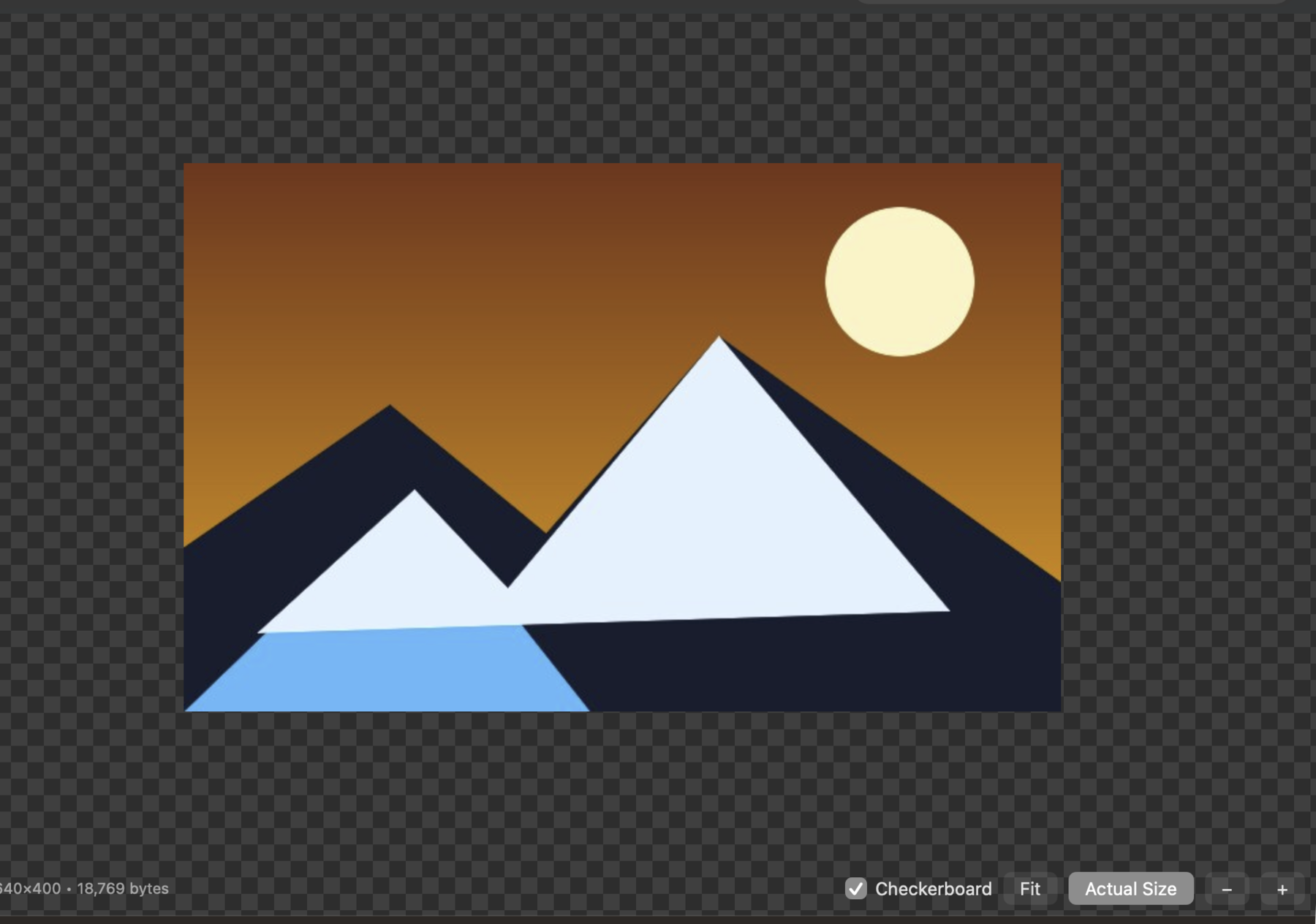 Kod displaying a JPEG image with fit, zoom, actual-size, and checkerboard controls